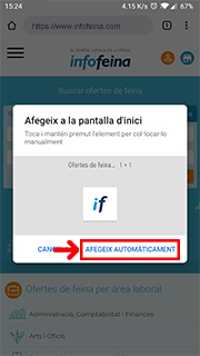 Fes clic al botó Afegeix automàticament per guardar-ho a l'escriptori del teu mòbil.